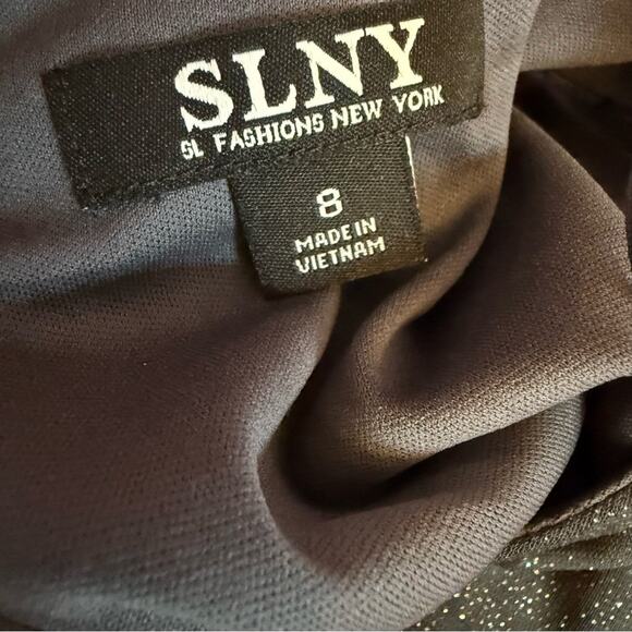 S. L. Fashions Women’s Embellished Short Sleeve Evening Gown Smoke Sz 8 NWT - Picture 6 of 10